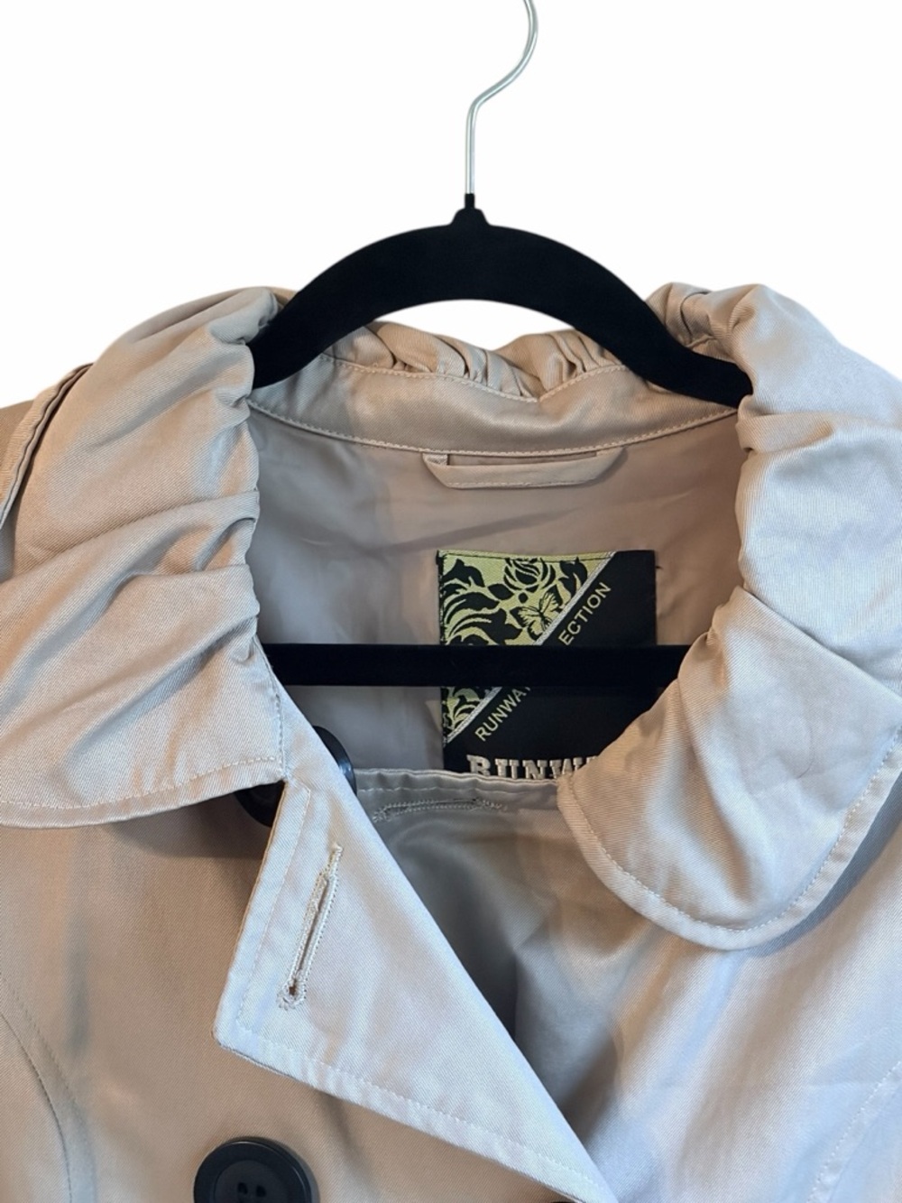 Runway Collection Beige Double Breasted‎ Trench Coat Small Classic - Picture 5 of 5